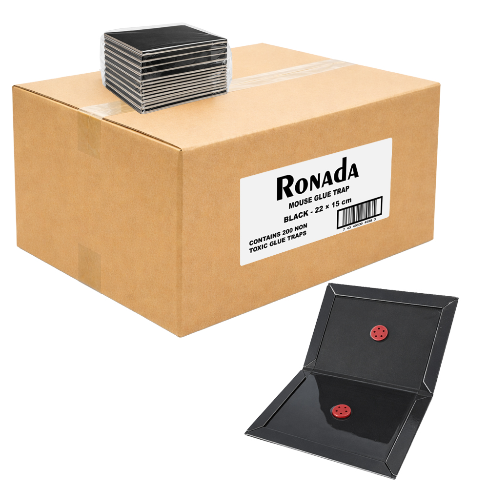 Ronada muizen lijmplanken zwart - Doos 100 stuks