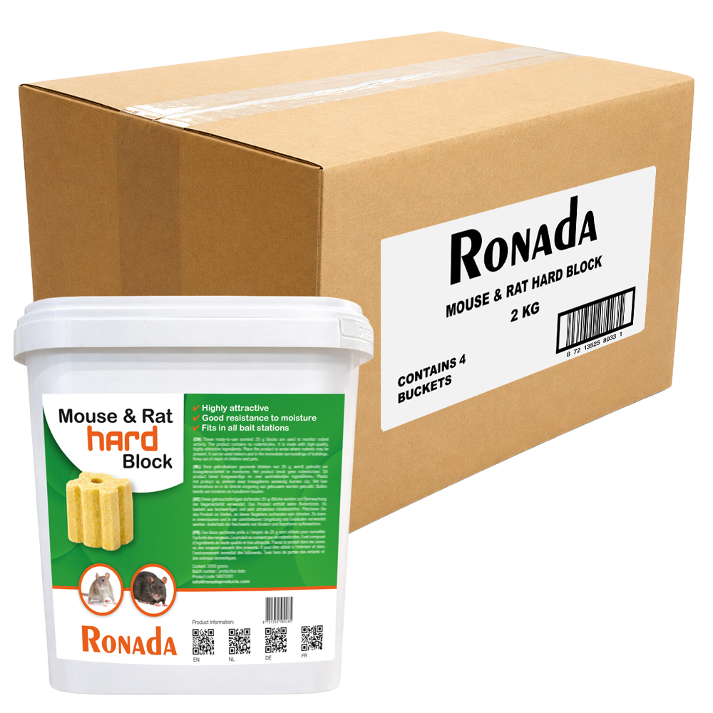 Ronada Muizen en Ratten Hard Block 2 kg - Doos 4 stuks