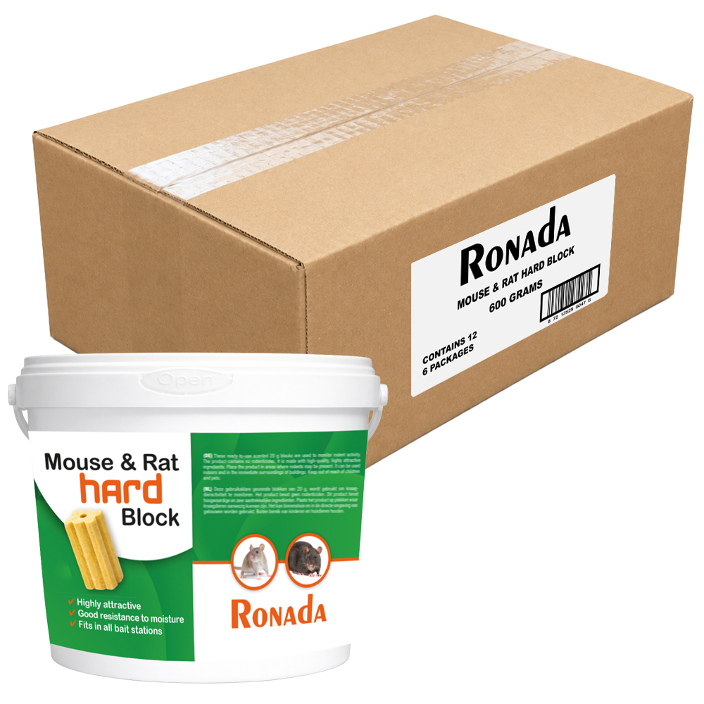 Ronada Muizen en Ratten Hard Block 600 gram - Doos 6 stuks